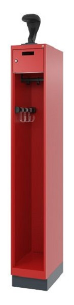 C+P Feuerwehrspind Evolo, Modell PRAKTUS, 1 Abteil, H1950xB300xT500 mm, Feuerrot, Sockel, 0492015-10 S10011