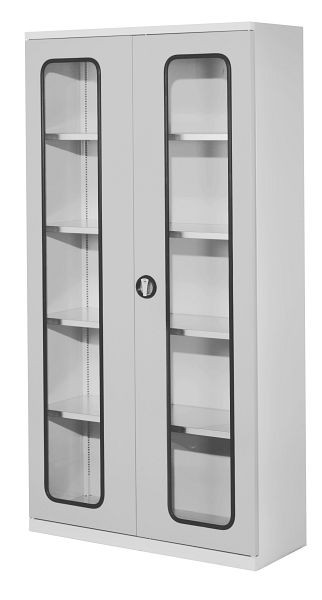 Kappes Systemschrank Serie 400 RAL 7035, H1950 x B1000 x T410 mm, Sichtfenstertüren, 4 Fachböden verzinkt, 1250.01.5013
