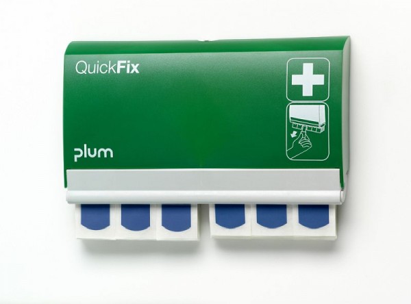 Plum QuickFix Pflasterspender inkl. 2 x 45 detektierbaren Pflastern, mit integrierter Metallfläche, beispielsweise für Lebensmittelindustrie, 5503