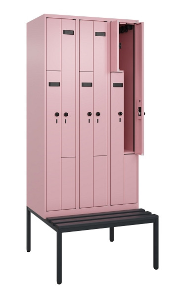 C+P Z-Spind Evolo PLUS, 6 Fächer, 2120x900x815mm, 3015/3015, Drehriegel, Sitzfläche Kunststoff, Sitzbank, 0490537-306 S10083