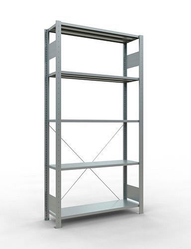 Schulte Fachbodenregal, Grundfeld, 5 Lagerebenen, Kreuzstrebe, Fachlast 150 kg, 1060 x 336 x 2000 mm, 278687
