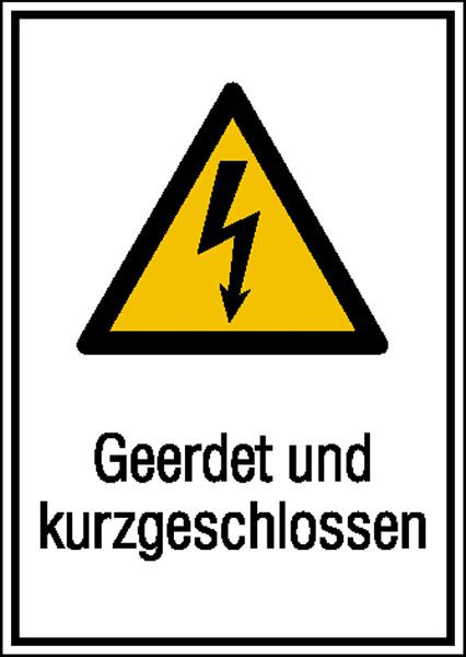 SafetyMarking Warn-Kombischild, Geerdet und kurzgeschlossen, BxH 13,1x18,5 cm, Kunststoff (Hart-PVC), 43.1244