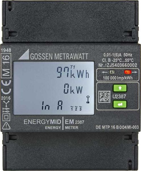 Gossen Metrawatt ENERGYMID EM2387-V022 - Multifunktionaler Energiezähler mit Impulsausgang, U2387-V022
