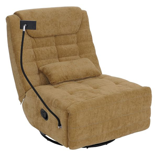 Mendler Relaxsessel HWC-P92, TV-Sessel Fernsehsessel, drehbar Kippfunktion Handyhalterung, Stoff Chenille (260g/m²), gelb, 120315
