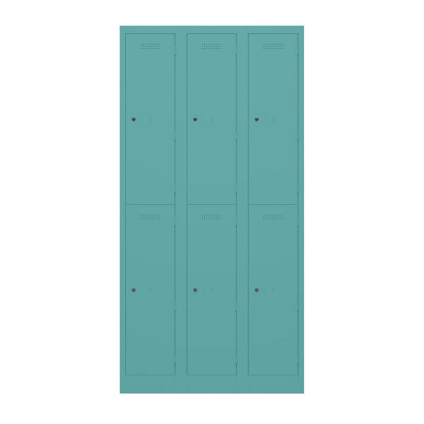 Bisley Garderobenschrank Primary Locker, 3 Abteile mit je 2 Fächern übereinander, 659 aquamarin, PL3050T2659