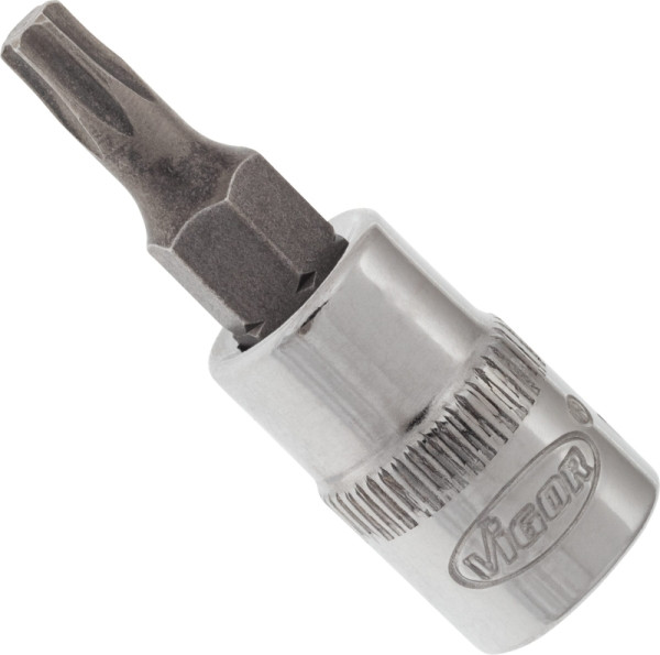 VIGOR TORX Schraubendreher-Einsatz, Vierkant hohl 6,3 mm (1/4 Zoll), Innen TORX Profil, T20, V2444N