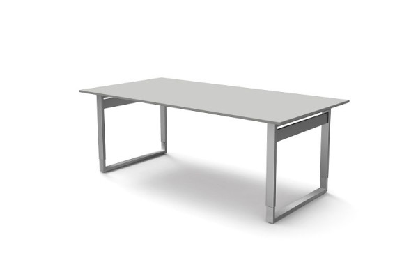 Kerkmann Schreibtisch extragroß / Besprechungstisch mit Bügelgestell, Form 5, B 2000 x T 1000 x H 680-820 mm, lichtgrau, 11404711