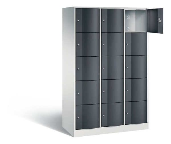 C+P Schließfachschrank Resisto, H1950xB1148xT540mm, Farbe: Lichtgrau / Schwarzgrau, 8570-372 S10936