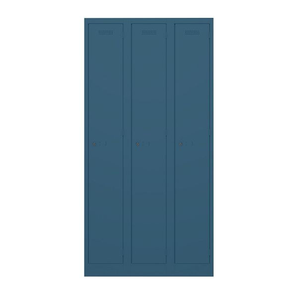 Bisley Garderobenschrank Primary Locker, 3 Abteile, 687 prussian, PL3050T1687