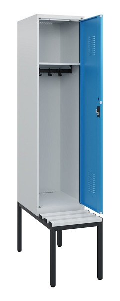 C+P Spind Evolo PLUS, 1 Abteil, 1950x400x815mm, 7035/5012, Zylinderschloss, Material Sitzfläche Kunststoff, Sitzbank, 0490505-12 S10088