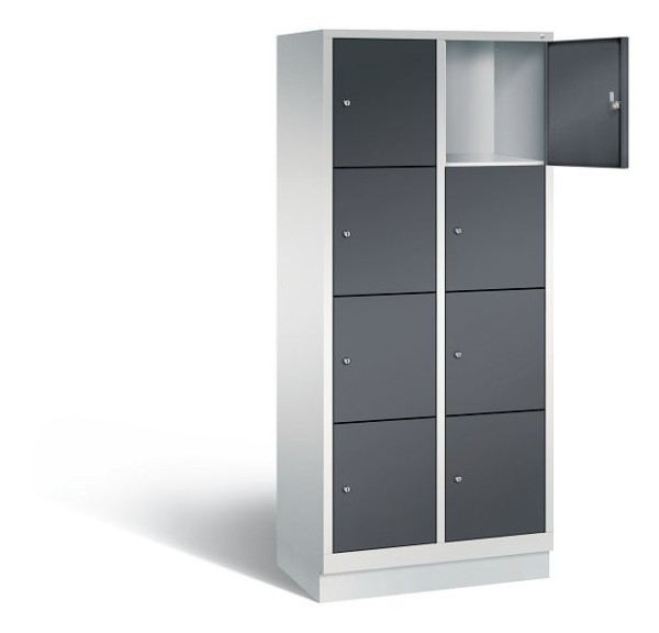 C+P Schließfachschrank Evolo, H1800xB810xT500mm, Farbe: Lichtgrau / Schwarzgrau, 48020-224 S10047