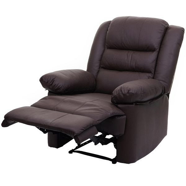 Mendler Fernsehsessel HWC-G15, Relaxsessel Liege Sessel, Leder + Kunstleder 101x87x100cm, braun, 70842+70843