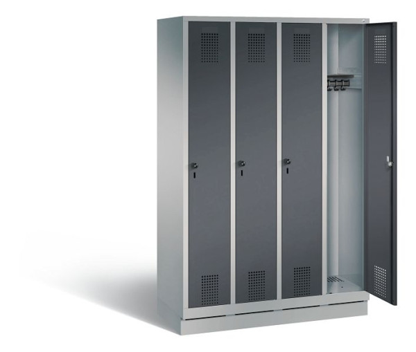 C+P Garderobenschrank Evolo, H1800xB1190xT500mm, Farbe: Weißaluminium / Anthrazitgrau, 48020-40 S11037