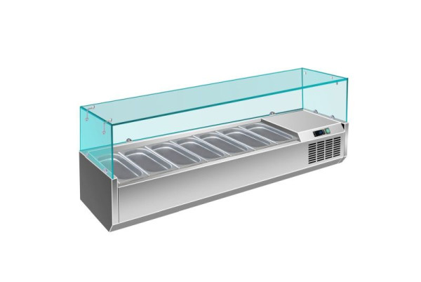 A&S Polarny Pizzaühlaufsatz mit Glasaufsatz 7x 1/4 GN, 1600x335x460 mm, PAK1600/330