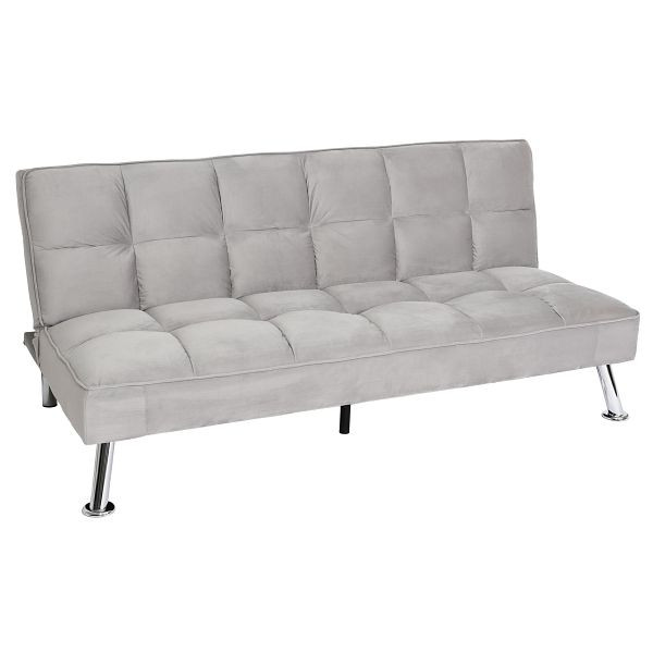 Mendler Sofa HWC-K21, Klappsofa Couch Schlafsofa, Nosagfederung Schlaffunktion Liegefläche 187x107cm, Samt, grau, 89558