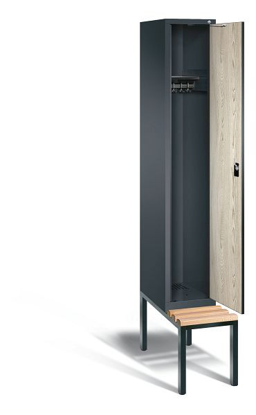 C+P Garderobenschrank Evolo, H2090xB320xT815mm, Farbe: Anthrazitgrau / Dekor Sen-Esche, 48050-10 S10163