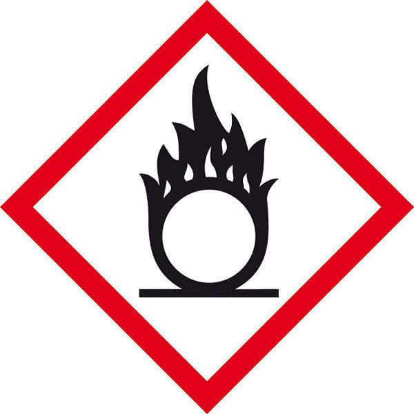 SafetyMarking GHS-Gefahrenpiktogramm, Symbol 03: Flamme über Kreis, BxH 5x5 cm, Folie, selbstklebend, spezieller Oberlächenschutz, 39.0050-03