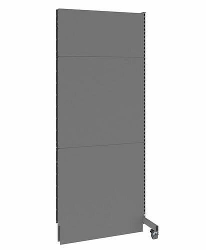 DENIOS Mobile Akustik Trennwand, Anbaufeld, B 1000, H 2500 mm, Akustik-Lochblech einseitig, grau, 293078