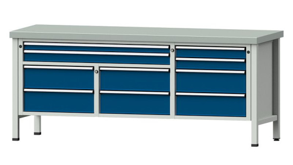 ANKE Werkbänke Kastenwerkbank, Modell 285 V, 2000 x 700 x 850 mm, RAL 7035/5010, ZBP 50 mm, 304.594
