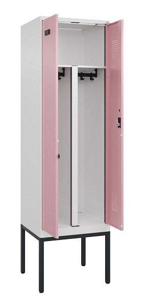 C+P PSA Doppel-Spind Evolo PLUS, Gestell, 2 Abteile, 2120x600x500mm, 9016/3015, Zylinderschloss, 0490327-20P S10045