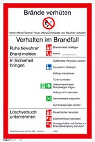 SafetyMarking Aushang - Brandschutz, Brandschutzordnung Teil A, inkl. 6 Folienstreifen, BxH 20x30 cm, Kunststoff, 43.A5980