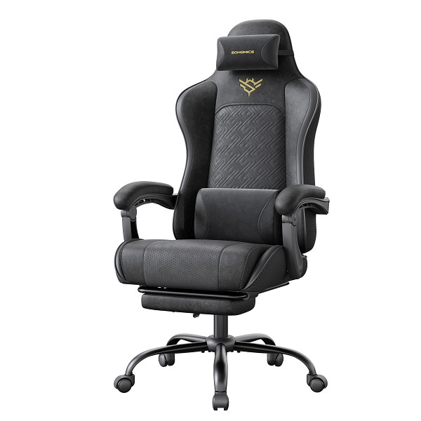 SONGMICS Gaming-Stuhl, Tintenschwarz, 66x64x(123,5-133) cm, OBG079B01