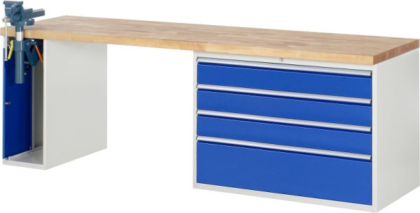 RAU Werkbank Serie 7000 - Modell 7710-2, B2500 x T700 x H890 mm, Systemunterbau B2500 x T650 x H850 mm, 03-7710A2-257B4M.11