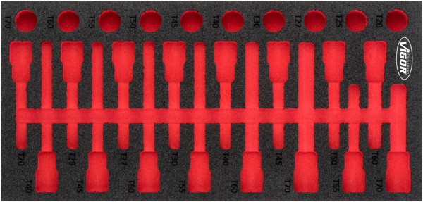 VIGOR 2-Komponenten Weichschaum-Einlagen, Einlagenmaß / Schubladengröße: S (188 x 393 x 35 mm), Verwendung: V5095, V5095-L
