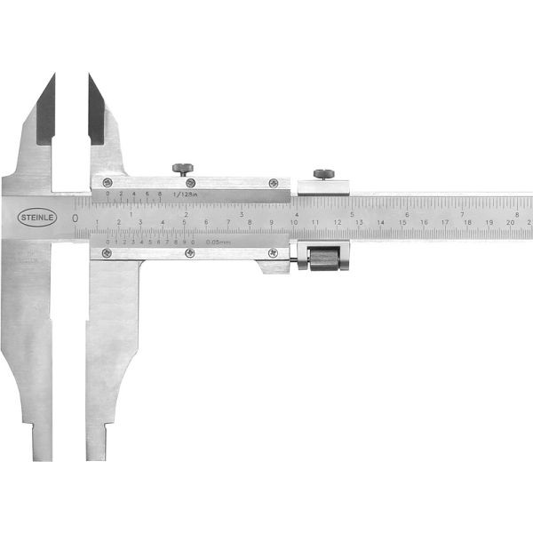 STEINLE Werkstattmessschieber 500 mm, mit Messschneiden und Feineinstellung, DIN862, Schnabel: 150 mm, 11360500