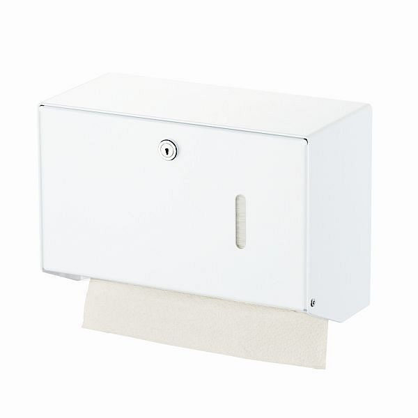 Air Wolf Papierhandtuchspender für bis zu 400 Falthandtücher, Serie Omikron II, H x B x T: 190 x 275 x 130 mm, Aluminium weiß, 35-741