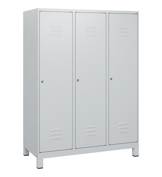 C+P Umkleidespind Classic PLUS, Füße, 3 Abteile, 1630x1200x500mm, 7035/7035, Zylinderschlösser, 0800105-32 S10024