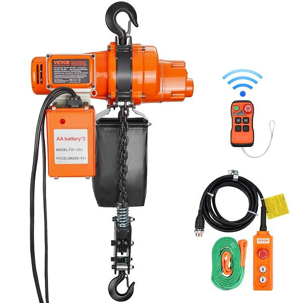 VEVOR Kettenzug Elektrisch Kranhebezeug 6m Seilzug 998kg kabellos/kabelgebunden, DDSHLHLDXD11B2PV9V2