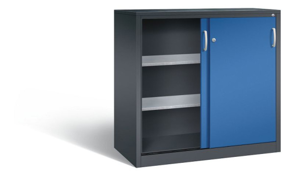 C+P Schiebetürenschrank Acurado, H1200xB1200xT600mm, Farbe: Schwarzgrau / Enzianblau, Bügelgriff, 2067-09 S10033