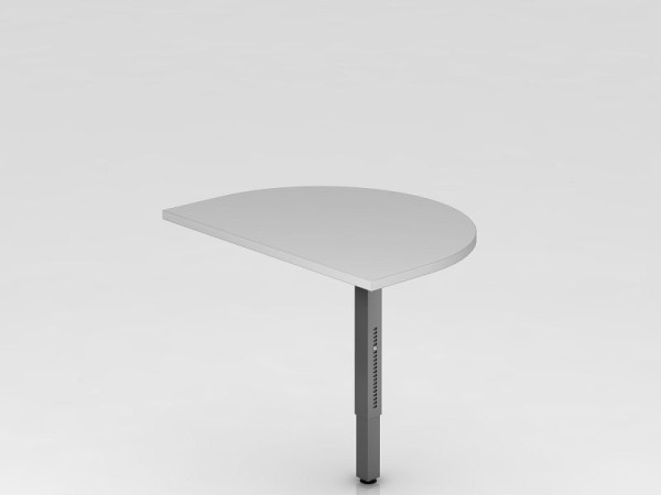 Hammerbacher Anbautisch mit Stützfuß eckig 60x80cm Grau/Graphit, gerundet zum Anbau an Schreibtisch, VRA60/5/G