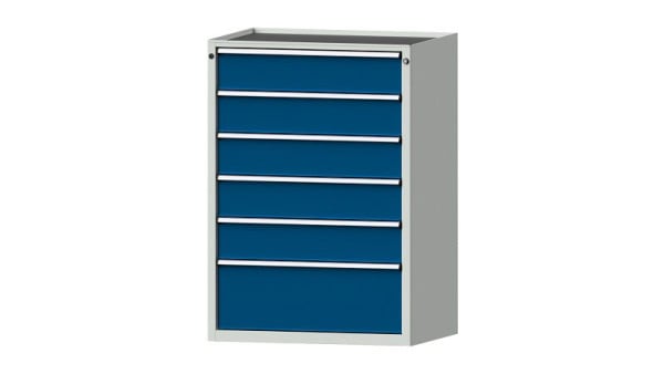 ANKE Werkbänke Schubladenschrank, Modell 4003 V, 910 x 675 x 1280 mm, RAL 7035/5010, Wanne, 611.304