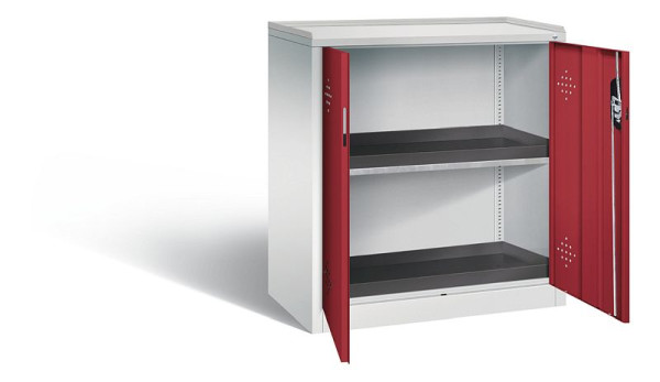 C+P Umweltschrank Acurado, H1000xB930xT500mm, Farbe: Lichtgrau / Rubinrot, Muldengriff, 8821-316 S10075