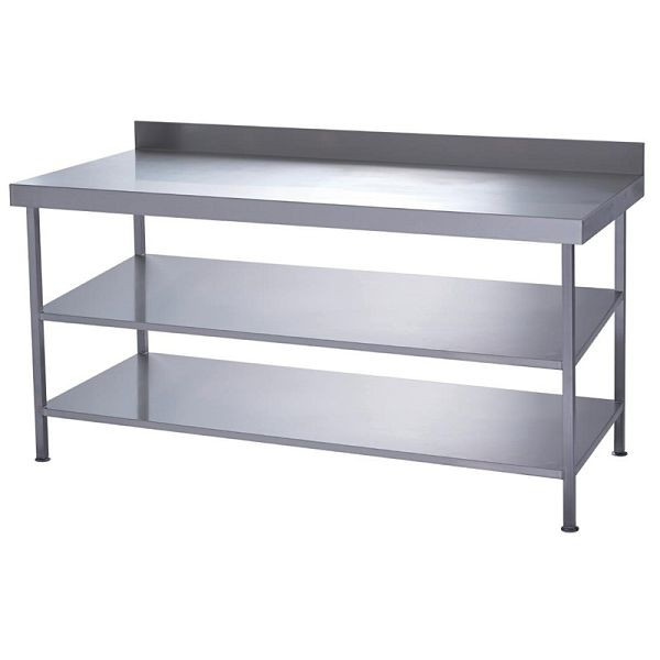 Parry Vollverschweißter Wandtisch aus Edelstahl mit 2 Unterböden 1200 x 600 mm, DC610