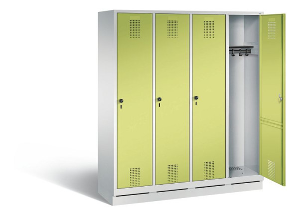 C+P Garderobenschrank Evolo, H1800xB1590xT500mm, Farbe: Lichtgrau / Viridingrün, 48020-42 S10558
