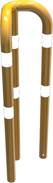 Schake Rammschutzbügel 90° gleichschenklig Stahlrohr Ø 76 mm gelb / schwarz, Gesamtbreite: 350 mm, Höhe Überflur: 1150 mm, zum Einbetonieren, 477_31BG