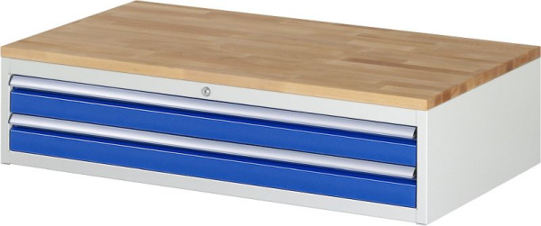 RAU Schubladenschrank Serie 7000, B1145 x T650 x H285mm, 2 x Schublade-Größe-XXL 2xH90 mm, Buche-Massiv-Arbeitsplatte, Stärke 25 mm, 03-XXL1.3A-B.11