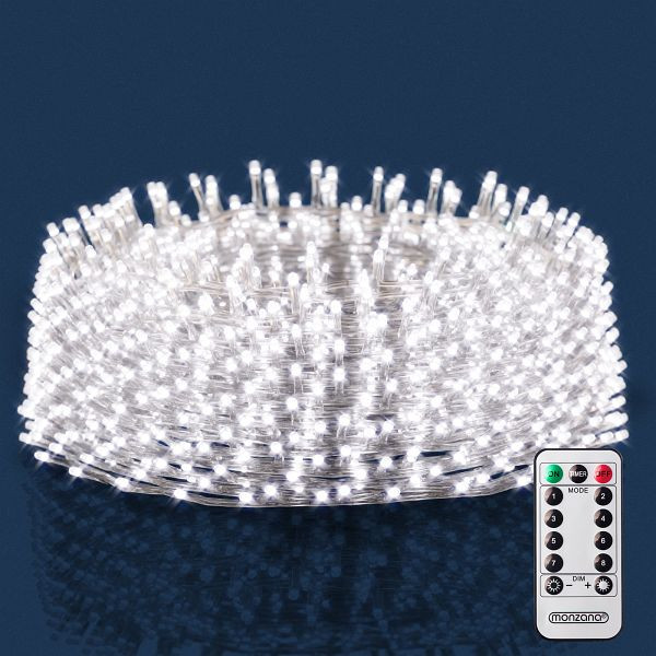 monzana Regenlichterkette LED Kaltweiß 15m Fernbedienung, 107647