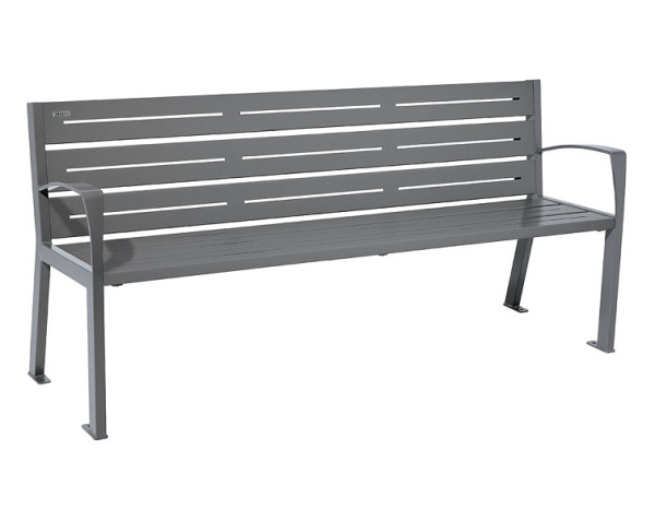 Procity Sitzbank Silaos® 6 Leisten, 100% Stahl, Mit Armlehne, Ein- Oder Zweifarbirg, Procity Grau/Procity Grau, 209616.GPRO
