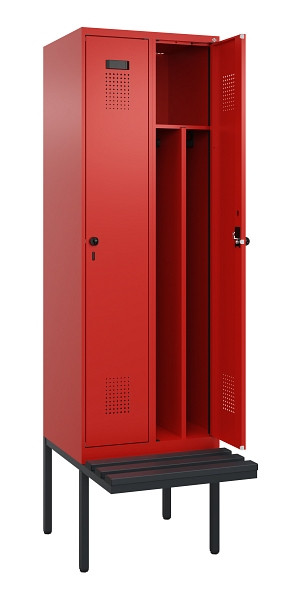 C+P Spind Evolo PLUS, 2 Abteile, 2120x600x815mm, 3020/3020, Drehriegel, Material Sitzfläche Kunststoff, 0490407-20F S10079