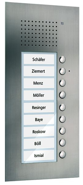 TCS Audio Außenstation Serie PUK 9 Klingeltasten (rechtsbündig), 1-spaltig, UP Edelstahl, PUK09/1-ES