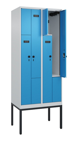 C+P Z-Spind Evolo PLUS, Gestell, 4 Fächer, 2120x800x500mm, 7035/5012, Drehriegel, 0490337-224 S10017