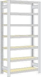 Regalwerk BERT-Archivregal - Grundfeld HxBxT 2500x1285x300mm 7 Fachebenen Paneel mit 16mm Spanplatten, B3-51212-30