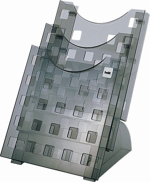 helit Tischaufsteller "the step grid" 3 x DIN A4, grau transparent, H6102708