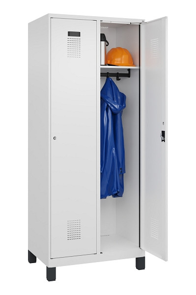 C+P Spind Evolo PLUS, mit Füßen, 2 Abteile, 1950x800x500mm, 9016/9016, Verschluss Zylinderschloss, Ablageböden 2, 049010-22 S10047