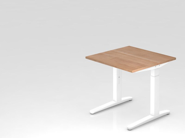 Hammerbacher Schreibtisch C-Fuß 80x80cm Nussbaum/Weiß, Rechteckform, VXB08/N/WW