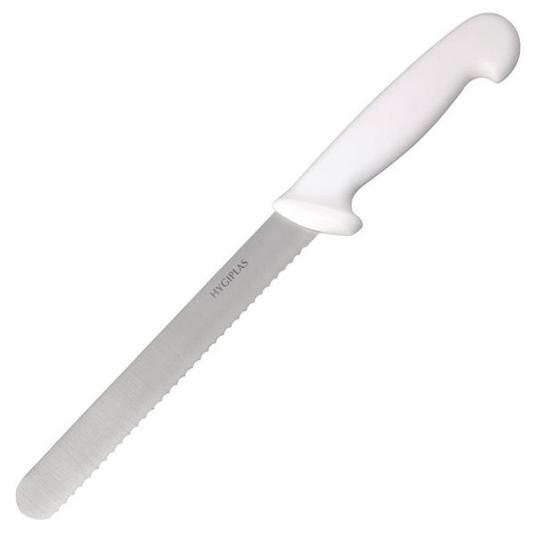Hygiplas Brotmesser 20cm weiß, Edelstahlklinge, Nylon-Griff, C882